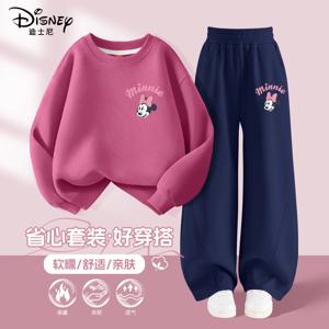가을 아기 소녀 디즈니 미니 인쇄 옷 세트 아이 소녀 스웨터 풀오버 탑과 바지 2pcs 정장 어린이 Tracksuits