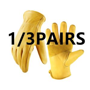 1/3쌍 작업 장갑, 목재 절단용 소가죽 원예 장갑//트럭 운전/정원/남성과 여성을 위한 마당 작업