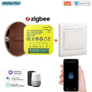 Tuya 스마트 ZigBee 건식 접촉 스위치 릴레이 5A 모듈 App 원격 제어 타이밍 DC12/24V AC100-240V Google 홈 Alexa 지원