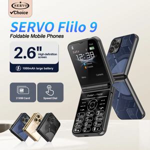 저가 판매 SERVO Flilo9 3G 플립 휴대폰 듀얼 SIM 카드 속도 다이얼 블랙리스트 통화 기록 FM 라디오 2.6인치 폴드폰 MP4