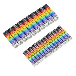 100 Pcs 케이블 마커 2-3mm 와이어 용 다채로운 C 형 마커 번호 태그 라벨 눈에 띄고 식별하기 쉽습니다.