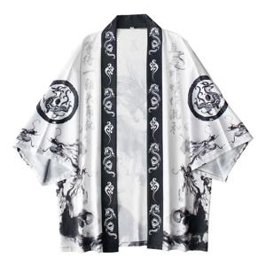 일본 전통 의상 일본 기모노 여성용 잉크 드래곤 프린트 여름 고품질 카디건 반소매 루즈핏 편안함