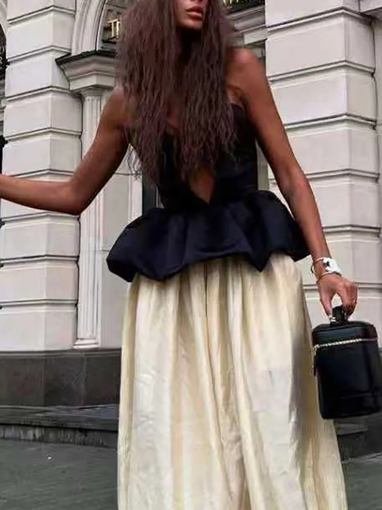 새로운 여름 오프숄더 슬림핏 파티 슈트 우아한 분위기 솔리드 의상 여성 섹시 스트랩리스 탑과 바지 투피스 세트