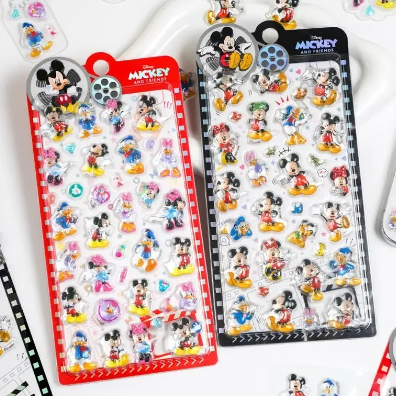 귀여운 디즈니 크리스탈 미키와 미니 3D 입체 스티커 학생 퍼즐 스티커 장난감 휴대폰 케이스 카메라 헤드폰 DIY 장식