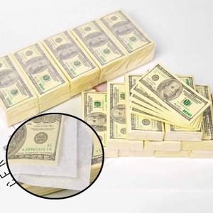 9개 세트 창의적이고 재미있는 100달러 지폐 무늬 종이 냅킨 두꺼운 화장실 욕실 포켓 티슈 가정용 파티 용품