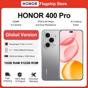 HONOR 400 Pro 5G 스마트폰 6.7인치 120Hz AMOLED 디스플레이 200MP 카메라 스냅드래곤 8 Gen 3 6000mAh 100W 유선 50W 무선 eSIM NFC