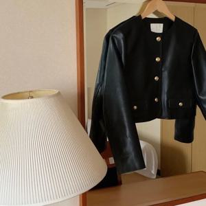 캐주얼 시크 싱글버튼 가죽 자켓 여성 아우터 폴리에스터 섬유 일반 두께 루즈핏 이너웨어 스타일