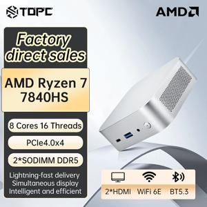 AMD Ryzen 7 7840HS 미니 PC 780M iGPU 12x12cm 컴팩트 데스크탑 DDR5 NVMe WiFi6 사무용/게이밍 컴퓨터/ 오픈클로