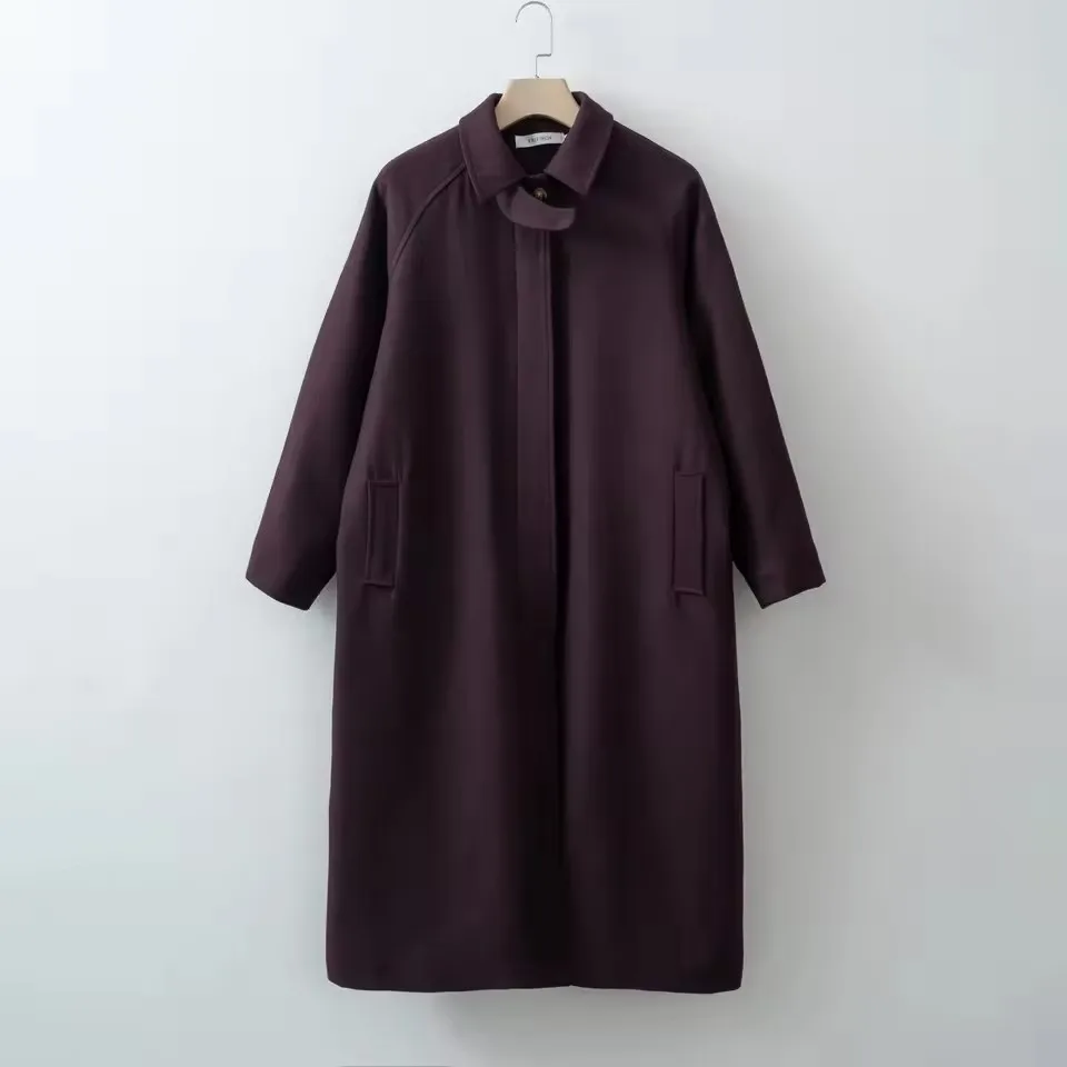 2026 여성용 봄 울 롱 코트 맥시 오버코트