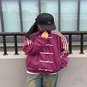 오리지널 디자인 말년 탕 슈트 루즈핏 스포티 긴팔 지퍼 패턴 전통 중국 스타일 청소년 의류