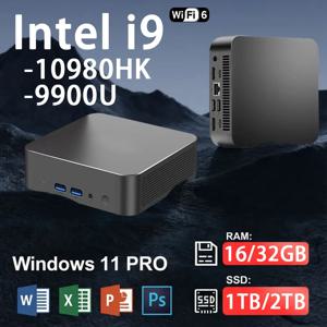 미니 PC 윈도우 11 인텔 코어 i9 9900U 코어 i9 10980HK 데스크탑 컴퓨터 16GB 32GB DDR4 1TB/2TB SSD 오피스 휴대용 PC 게이머용 4K HD
