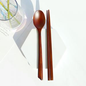 국내산 쓰리옻칠 어린이 나무 수저세트(사선)M