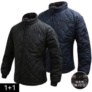 [하프클럽/코디제이]남자 패딩 체크안감깔깔이패딩 방한복 작업복 겨울패딩 누빔점퍼 남자점퍼 깔깔이