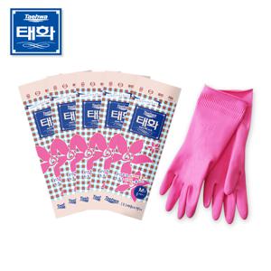 태화 고무장갑 올에이 중M 핑크 5켤레