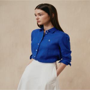 헤지스 여성 HSSH5BC30B2 린넨 셔츠 블루