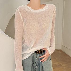 알티피아 얇은 루즈핏 여름 루즈 시스루 티셔츠 긴팔 여성 소재 여성티셔츠 루즈핏티셔츠