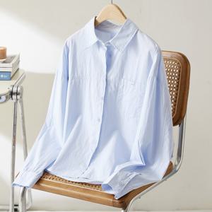 [브리치] 제로투올샵 / 코튼 코쿤 블루 긴팔 셔츠 여성 캐주얼 데님 하늘색