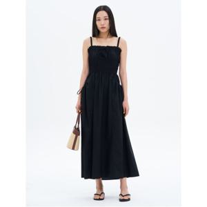 셔링 롱 원피스  블랙 (355771LY15)