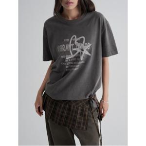 가먼트다잉 오버핏 레터링 티셔츠  애쉬 (165842AYA4)