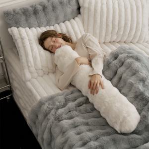 몽글몽글 밍크 라떼 바디필로우 원형 대형 롱쿠션 긴베개 2size