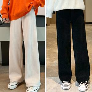 여성 겨울 방한 코듀로이 와이드팬츠 기모안감 허리 밴딩 통바지