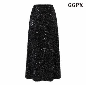정상가:89,000원 ㅣ스팽글 허리 밴딩 롱 스커트 (GPDWH008D)
