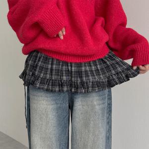 [브리치]  / 리앤 체크 프릴 미니 랩 레이어드 스커트