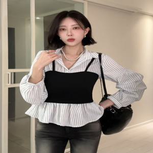 뷔스티러플블라우스