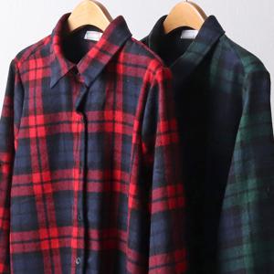 빅사이즈 옷 코튼 웜 체크 남방 112F847S 여성의류