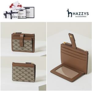 [선물포장][신상] 브라운 로고패턴 가죽 카드지갑 HIHO3E886W2