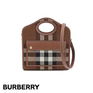 버버리 미니 니트 체크 레더 포켓 백 8049138