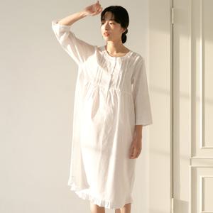 화이트퓨어 7부 순면 여성 빅사이즈 홈웨어 원피스 잠옷