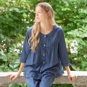 네이비ST 7부 순면 여성 빅사이즈 잠옷 세트