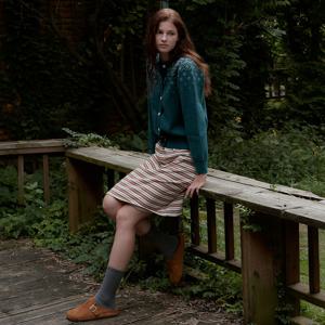 Multi Stripe Jersey Skirt_Green