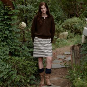 Multi Stripe Jersey Skirt_Navy