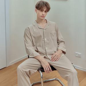 소프트베이지 긴팔 순면 남성 빅사이즈 잠옷 세트