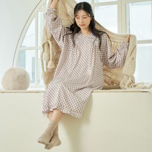 맨드라미 긴팔 모달면 여성 빅사이즈 원피스 잠옷