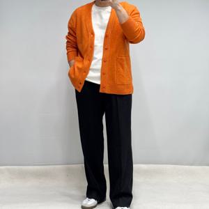간절기 남성 오렌지 V넥 오피스 울가디건 WSY3WA65AOR