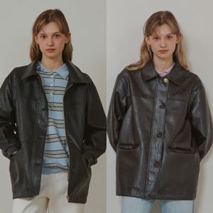 [최초가248,000원] 버튼 클래식 레더 자켓_2컬러