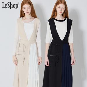 플리츠 배색 포켓백 뷔스티에원피스