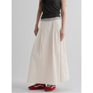 코튼 리본 롱 스커트 - 베이지 (325727LY2A)