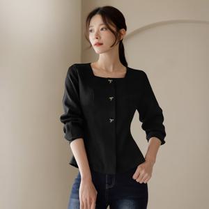 (~XXL까지) 레도네본 스퀘어넥 페플럼 밑단 블라우스 가을 하객룩 오피스룩 모임룩 격식룩 빅사이즈