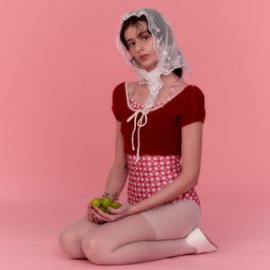 [깅엄 코티지_레드] 원피스 수영복