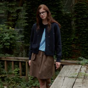 Wool 100% Flower Cardigan_Navy