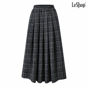 정상가:89,000원 ㅣ 체크 핀턱 플레어 밴딩 롱 스커트 (DP4WH008A)