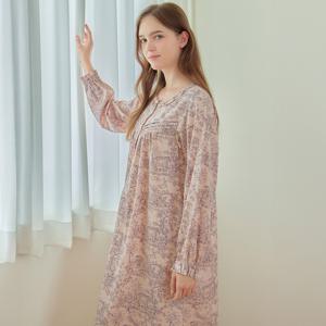 핑크포레스트 긴팔 모달면 여성 빅사이즈 원피스 잠옷