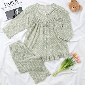 엔틱그레이 7부 순면 여성 빅사이즈 잠옷 세트