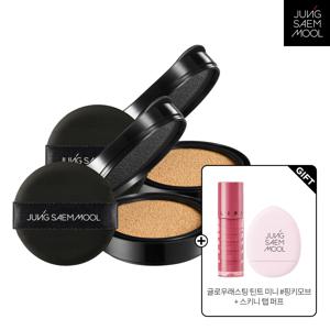 에센셜 스킨 누더 롱웨어 쿠션 리필 2개 + 글로우래스팅 틴트 미니 + 스키니탭 퍼프(핑크)