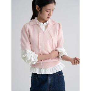 러플칼라 반팔 풀오버  라이트 핑크 (356151CC2Y)