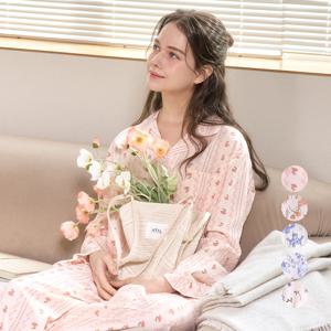 마리끄 레누보 플라워 파자마 여성 프릴 카라 잠옷세트